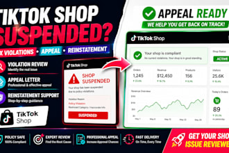 fix tiktok shop suspension, tiktok shop violations and tiktok shop appeal issues