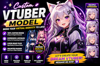 design and rig high quality live 2d vtuber model, 2d vtuber model, vtuber model
