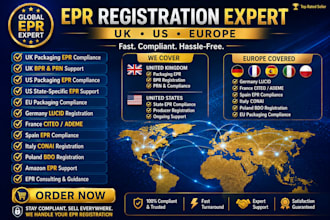 handle epr registration and compliance for germany, france, italy, spain, US, UK