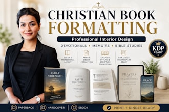 do christian book formatting, interior design, amazon KDP and ebook formatting