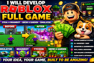 develop roblox full game, steal a brainrot, grow a garden, simulator game