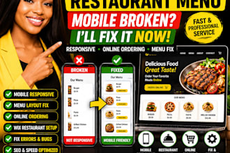 fix wix restaurant menu mobile broken layout online ordering