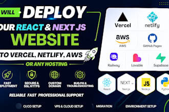 deploy your react next js website to vercel netlify AWS or hosting