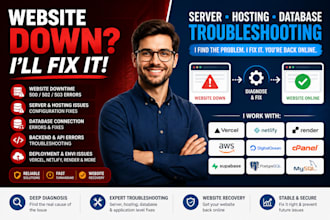 fix website downtime, hosting, server and database errors