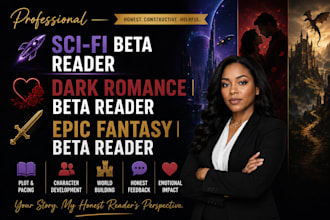 beta read dark romance epic fantasy sci fi novel with developmental feedback