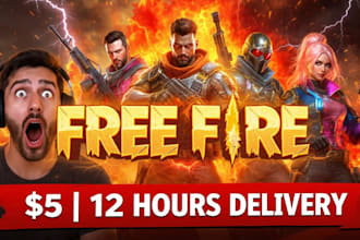 design eye catching gaming youtube thumbnail free fire pubg