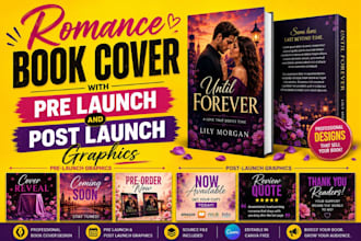 create romance book cover design with pre launch and post launch graphics design