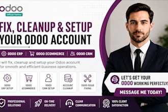 fix, cleanup and setup your odoo account odoo erp odoo ecommerce odoo crm expert