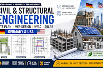 civil and structural engineering, site plan mep design hvac solar in germany usa