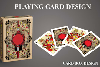 design custom playing cards, card deck illustration, poker card, card box design