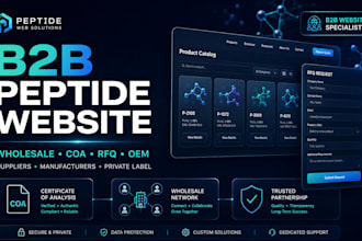 b2b wholesale peptide supplier website with catalog, rfq, cao, and quote system