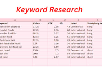 do professional keyword research for SEO and  google rankings