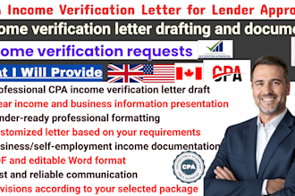 prepare an official CPA income verification letter for lender approval