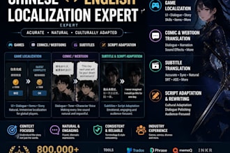chinese to english translation for games comics subtitles