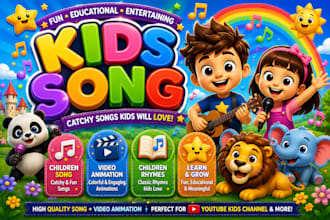 create custom kids song, children song, nursery rhymes