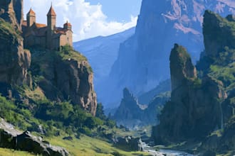 do awesome artwork for fantasy landscape