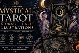 create mystical spiritual tarot and oracle card illustrations