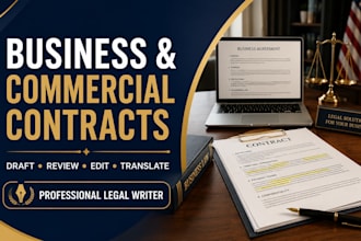 draft and review business and commercial contracts and translate legal documents