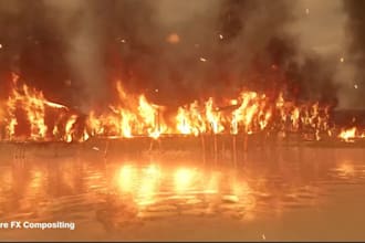 do vfx art, visual effects, compositing, 3d model fire effect blood film edit