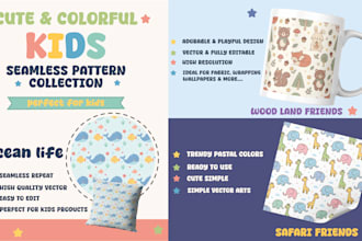 design cute kids and baby seamless patterns