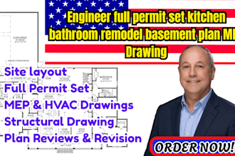 engineer full permit set kitchen bathroom remodel basement plan mep drawing