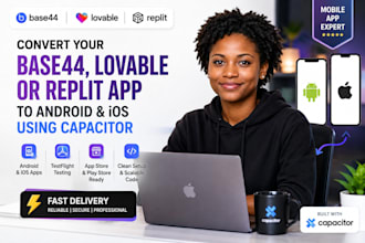 convert base44 lovable replit apps to android ios mobile capacitor testflight