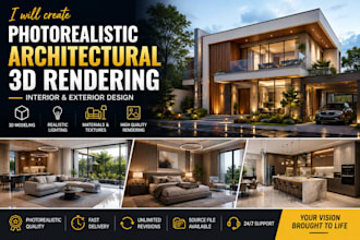 create photorealistic architectural 3drendering for interior and exterior design