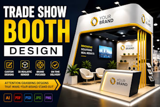design 3d trade show booth, exhibition stand and backdrop