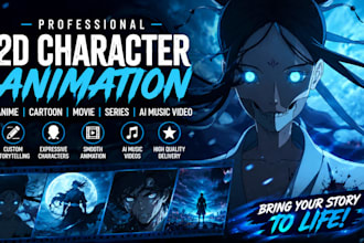 create 2d character animation, anime cartoon, movie, series, ai music video