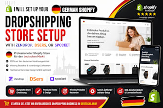set up german shopify dropshipping store with zendrop dsers  spocket product