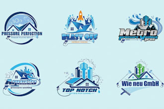 do minimalist, home cleaning, pressure washing and power washing logo design