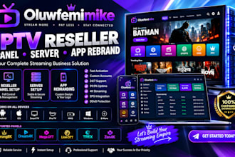 setup reseller panel strong8k, dream4k, b1g ,trex,app rebrand, xciptv,ibo player