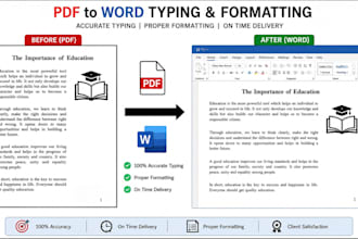 do PDF to word typing, copy paste and assignment formatting