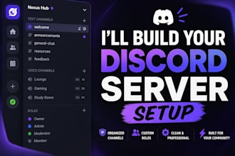 design and set up your discord server with bots, roles, and channels