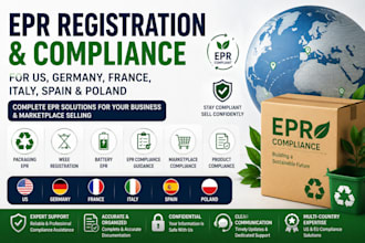 handle epr registration and compliance for US,germany,france,italy,spain,poland