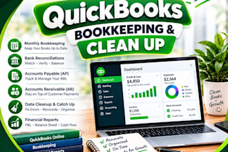 do quickbooks online bookkeeping, clean up and catch up