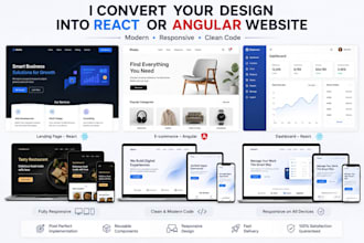 convert your design into react or angular website