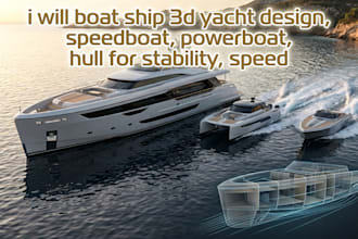 boat ship 3d yacht design, speedboat, powerboat, hull for stability and speed