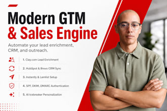 setup clay com, hubspot crm, instantly ai, brevo, lemlist, and gmass cold email