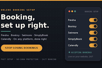 set up your fresha, booksy, setmore, simplybook or calendly booking system