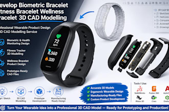 develop biometric bracelet fitness wellness wearable  3d cad modelling