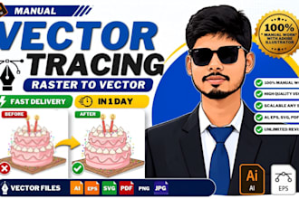 do manual vector tracing and raster to vector conversion
