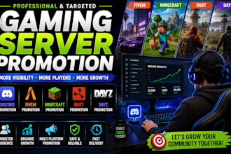 promote your discord, fivem, minecraft, rust dayz discord server promotion