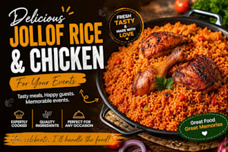 cook jollof rice and chicken for any of you event