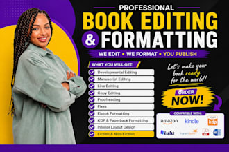 edit, format and developmental edit fiction book  for KDP and lulu ingramspark