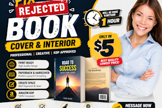fix resize book cover, fix rejected book for amazon kdp book formatting