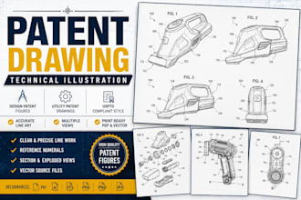 create patent drawings, design patent illustrations and technical art