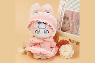 do professional custom plush toy character design and 2d reference sheet