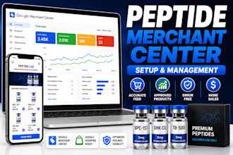 setup and manage google merchant center for peptide and supplement stores