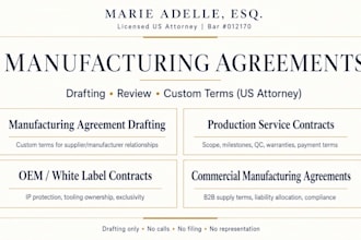 prepare custom production service contracts and agreements as